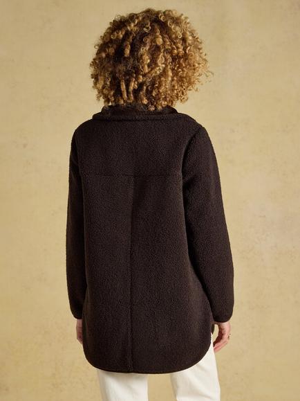 Joules Sadie Fleece Button Front Jacket, Chocolate Brown - view 2, Chocolate Brown