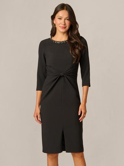 Adrianna Papell Beaded Sheath Dress, Black, Black
