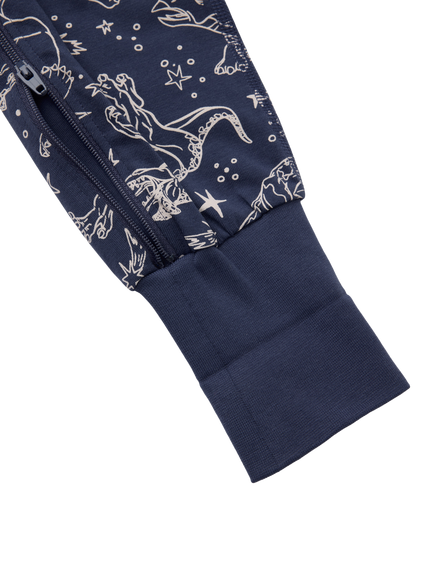 Polarn O. Pyret Baby Organic Cotton Dinosaur Sleepsuit, Blue - view 2, Blue