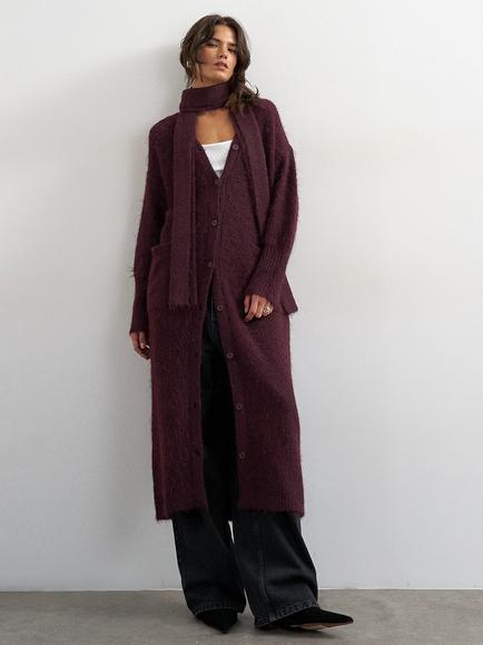 Topshop Button Cardigan Maxi Dress, Mulberry