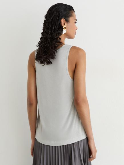 Reiss Ruby Silk-Rich Front Vest, Grey - view 2, Grey