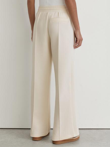 Reiss Petite Rib Side Wide Leg Joggers, Ivory - view 2, Ivory