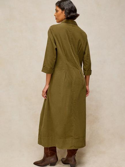 White Stuff Ellie Cotton Shirt Dress, Khaki Green - view 2, Khaki Green