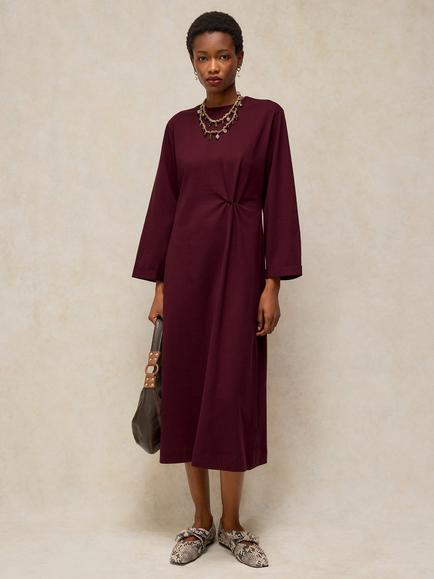White Stuff Gracie Cotton A-Line Midi Dress, Dark Plum, Dark Plum
