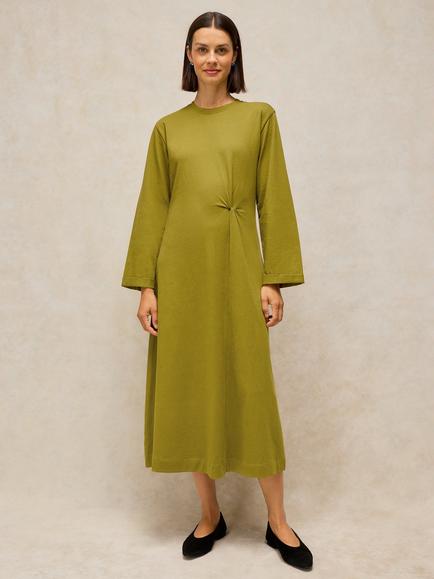 White Stuff Gracie A-Line Midi Dress, Mid Green, Mid Green