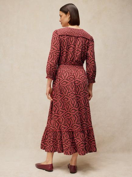 White Stuff Jonie Geometric Print V-Neck Midi Dress, Plum - view 2, Plum