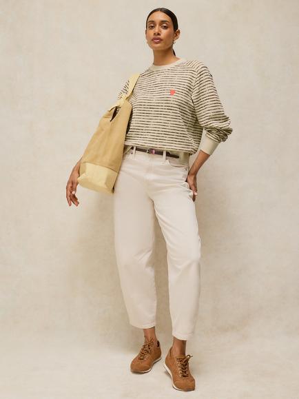 White Stuff Daydreamer Cotton Stripe Sweatshirt, Ivory/Multi, Ivory/Multi