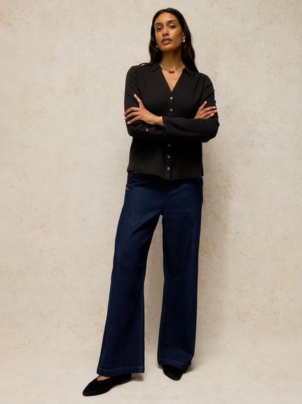 White Stuff Annie Cotton Double Cloth Shirt, Pure Black