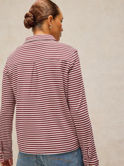 White Stuff Imogen Cotton Stripe Long Sleeve Shirt, Plum/Multi - view 2, Plum/Multi