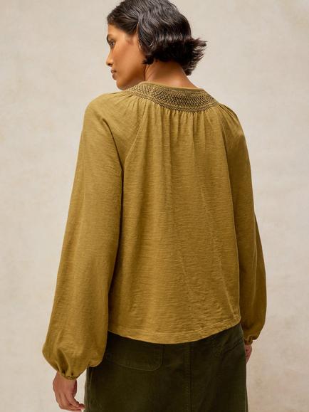 White Stuff Suzie Pure Cotton Neck Detail Blouse, Mid Chart - view 2, Mid Chart