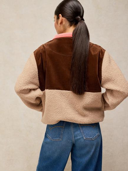 White Stuff Borg Colour Block Jacket, Nat Mlt - view 2, Nat Mlt