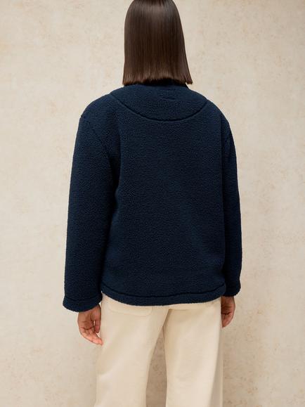 White Stuff Borg Funnel Neck Zip Up Jacket, Navy/Multi - view 2, Navy/Multi