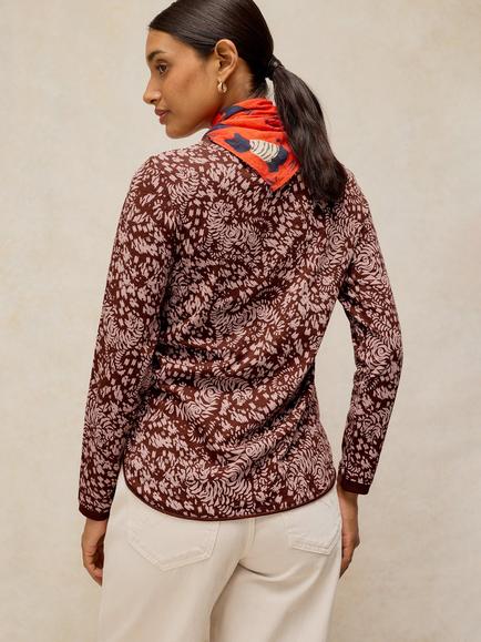 White Stuff Clara Cotton Floral Long Sleeve T- Shirt, Brown - view 2, Brown