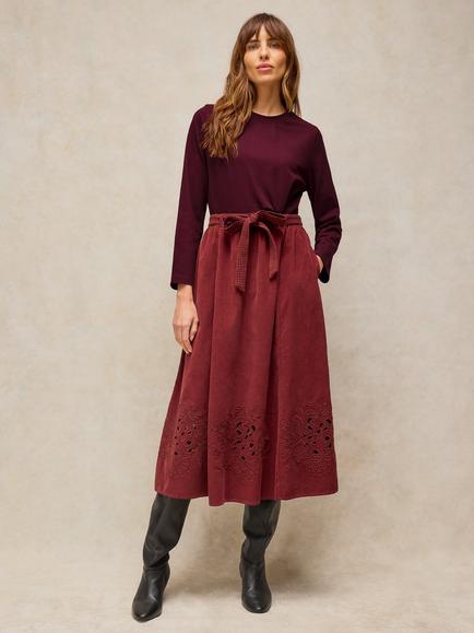 White Stuff Grace Cotton Long Sleeve T-Shirt, Mid Plum, Mid Plum