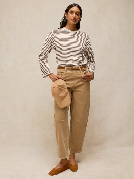 White Stuff Kim Cotton Stripe Long Sleeve T-Shirt, Brown/Multi, Brown/Multi