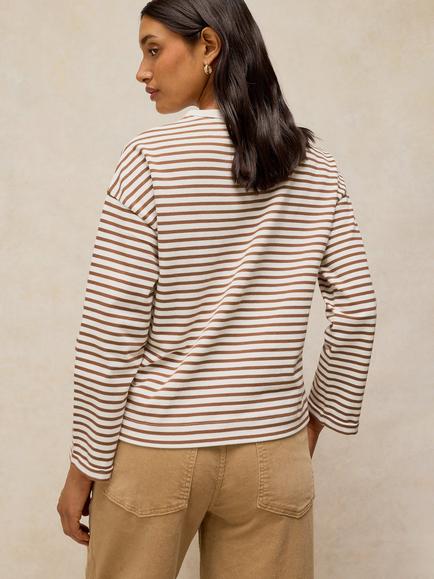 White Stuff Kim Cotton Stripe Long Sleeve T-Shirt, Brown/Multi - view 2, Brown/Multi