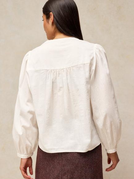White Stuff Lana Textured Cotton Top, Pale Ivory - view 2, Pale Ivory