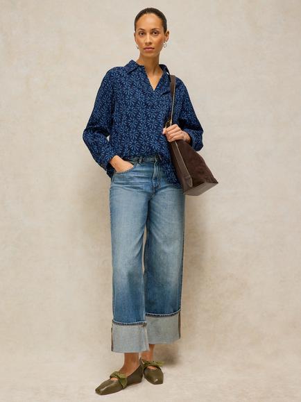 White Stuff Floral V-Neck Tunic, Blue/Multi, Blue/Multi