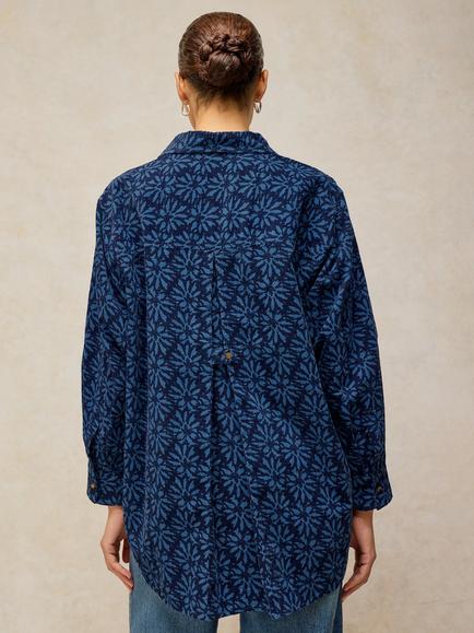 White Stuff Floral V-Neck Tunic, Blue/Multi - view 2, Blue/Multi