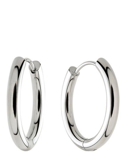 Tish Lyon Classic Hinge Hoop Earrings, Platinum