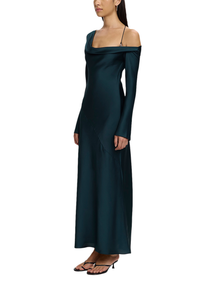 Significant Other Zophia One Shoulder Satin Maxi Dress, Emerald - view 2, Emerald