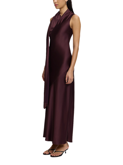 Significant Other Dara Sleeveless Scarf Satin Maxi Dress, Burgundy - view 2, Burgundy