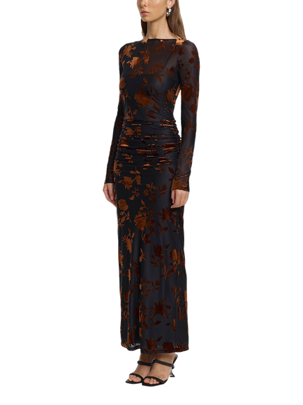 Significant Other Edina Sleeveless Maxi Column Dress, Black/Brown - view 2, Black/Brown