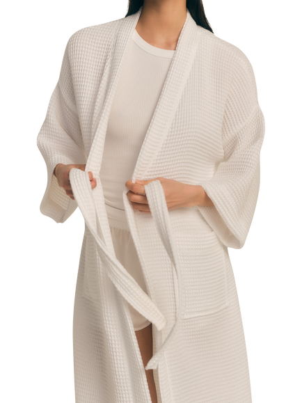 The White Company Long Lightweight Robe, White - view 2, White