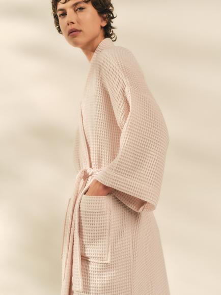 The White Company Long Lightweight Bath Robe, Cloud Pink, Cloud Pink