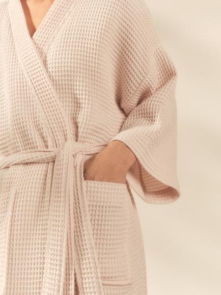 The White Company Long Lightweight Bath Robe, Cloud Pink - view 2, Cloud Pink
