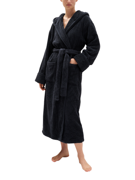 The White Company Brushed Cotton Robe, Navy, Navy
