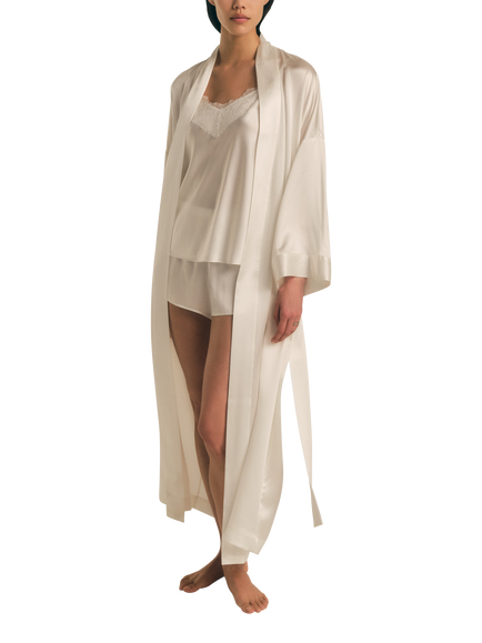 The White Company Pure Silk Robe, Ivory, Ivory