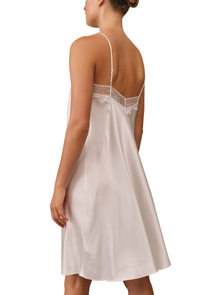 The White Company Silk Lace Square Neck Cami Nightdress, Ivory - view 2, Ivory