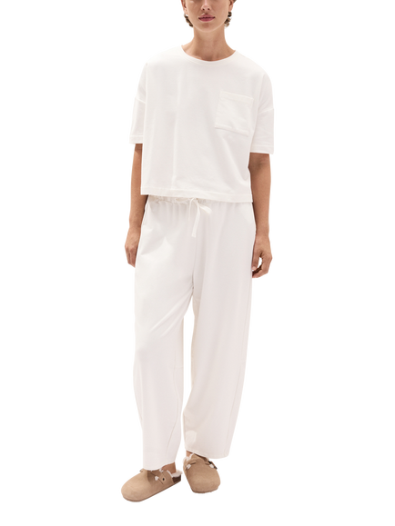 The White Company Jersey Barrel Leg Pyjamas, Scandi White, Scandi White