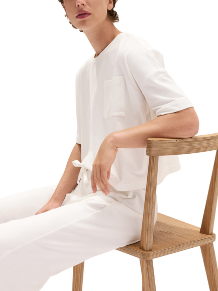 The White Company Jersey Barrel Leg Pyjamas, Scandi White - view 2, Scandi White