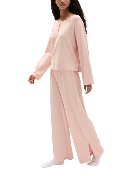 The White Company Super Soft Henley Jersey Pyjamas containing TENCEL™ Modal, Petal, Petal Pink