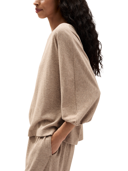 The White Company Jersey Brushed Waffle Lounge Pyjamas - view 2, Mocha