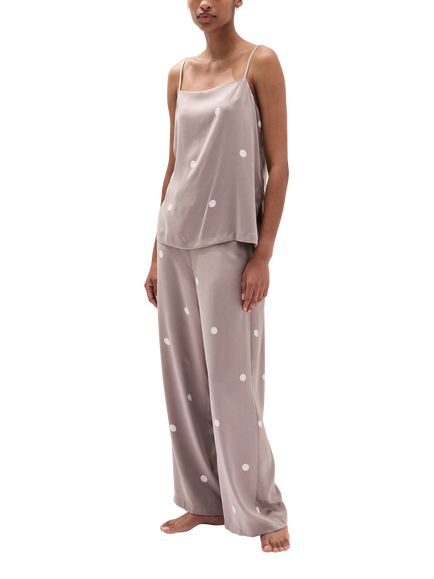 The White Company Pure Silk Spot Cami Pyjamas, Mink, Mink