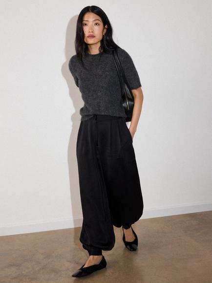 Whistles High Neck Alpaca Mix Knitted Top - view 2, Dark Grey
