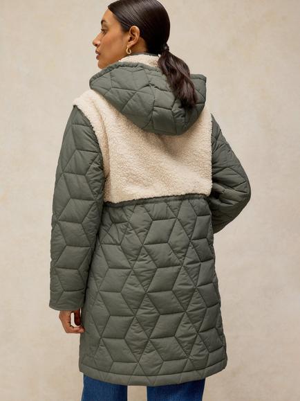 White Stuff Alina Quilted Funnel Neck Jacket, Khaki Green - view 2, Khaki Green