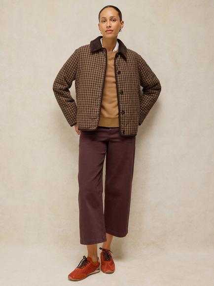 White Stuff Arden Check Quilted Jacket, Brown/Multi, Brown/Multi