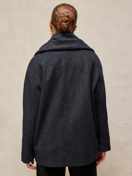 White Stuff Frankie Button Off Scarf Coat, Dark Navy - view 2, Dark Navy