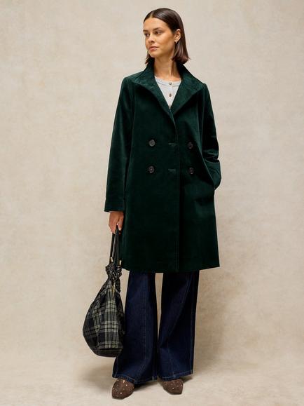 White Stuff Kaia Longline Overcoat, Dark Green