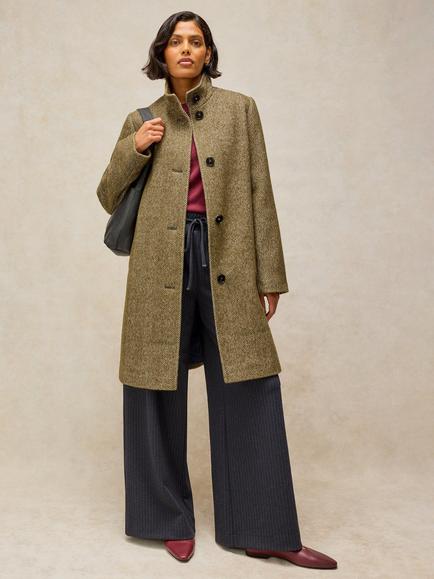 White Stuff Kaia Longline Overcoat, Green/Multi, Green/Multi