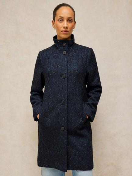 White Stuff Kaia Longline Overcoat, Navy/Multi, Navy/Multi