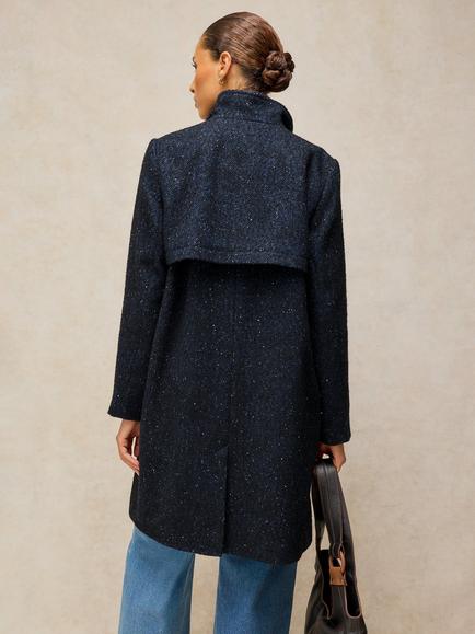 White Stuff Kaia Longline Overcoat, Navy/Multi - view 2, Navy/Multi