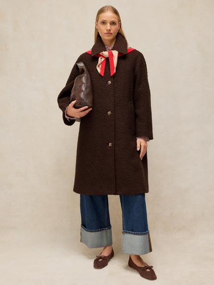 White Stuff Kelsey Wool Blend Coat, Dark Brown, Dark Brown