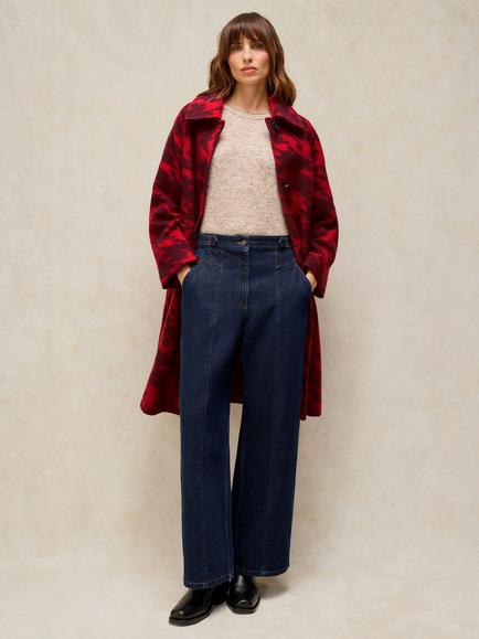 White Stuff Kelsey Longline Overcoat, Red/Multi, Red/Multi