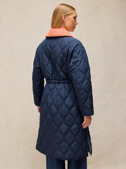 White Stuff Waverley Quilted Longline Coat, Dark Navy - view 2, Dark Navy