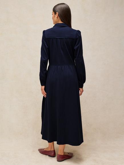 White Stuff Reegan Falred Midi Shirt Dress, Dark Navy - view 2, Dark Navy